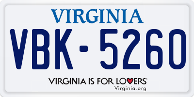 VA license plate VBK5260