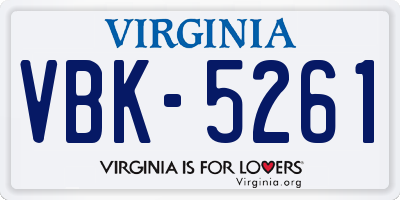 VA license plate VBK5261