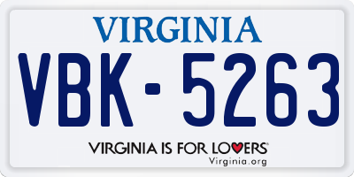 VA license plate VBK5263