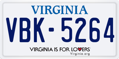 VA license plate VBK5264
