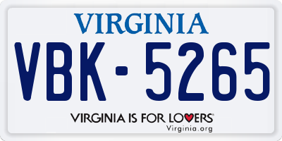 VA license plate VBK5265