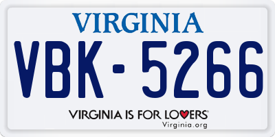VA license plate VBK5266