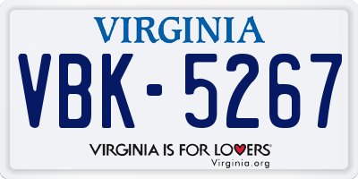 VA license plate VBK5267
