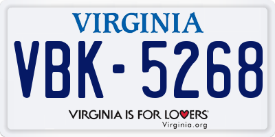 VA license plate VBK5268