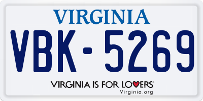 VA license plate VBK5269