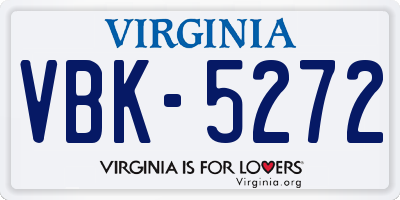 VA license plate VBK5272