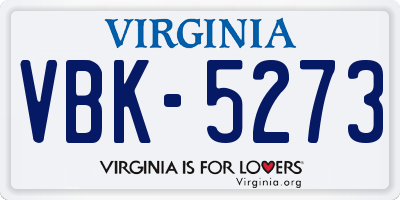 VA license plate VBK5273