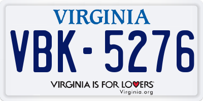 VA license plate VBK5276