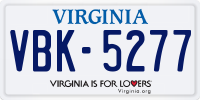 VA license plate VBK5277