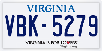 VA license plate VBK5279