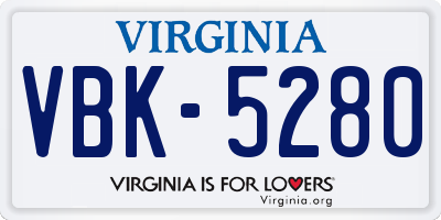VA license plate VBK5280
