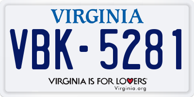 VA license plate VBK5281