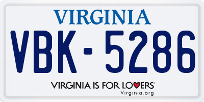VA license plate VBK5286