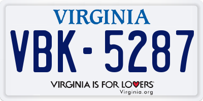 VA license plate VBK5287