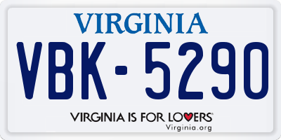 VA license plate VBK5290