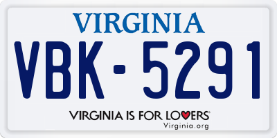 VA license plate VBK5291