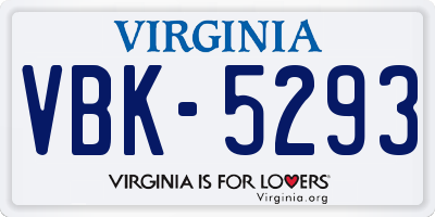 VA license plate VBK5293