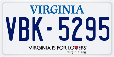 VA license plate VBK5295