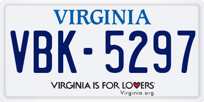 VA license plate VBK5297
