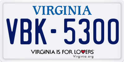 VA license plate VBK5300