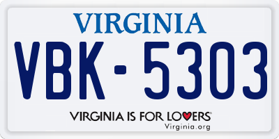 VA license plate VBK5303