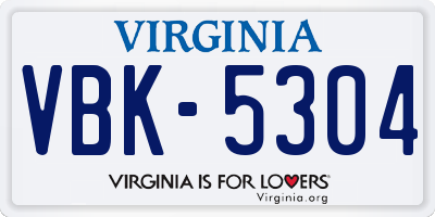 VA license plate VBK5304