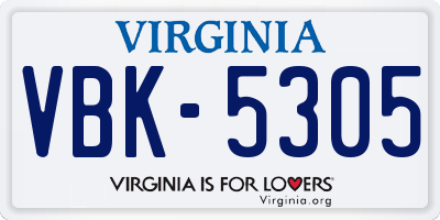 VA license plate VBK5305