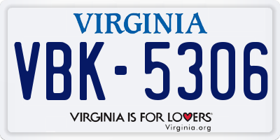 VA license plate VBK5306