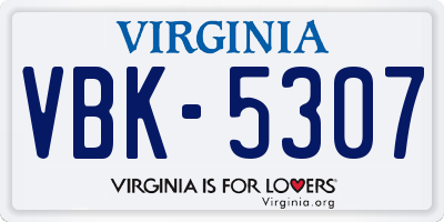 VA license plate VBK5307