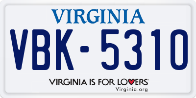 VA license plate VBK5310