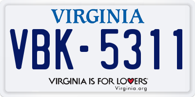 VA license plate VBK5311