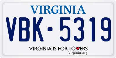 VA license plate VBK5319