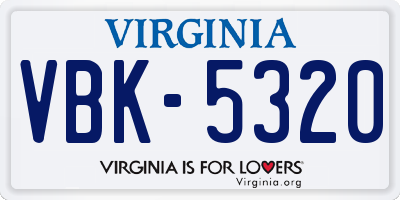 VA license plate VBK5320