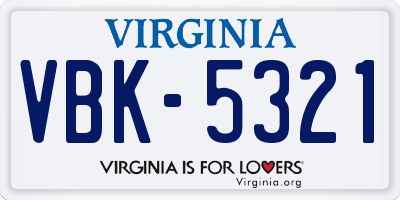 VA license plate VBK5321