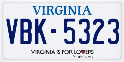 VA license plate VBK5323