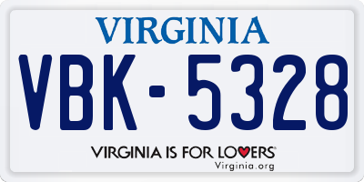 VA license plate VBK5328