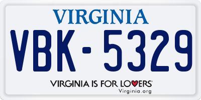 VA license plate VBK5329