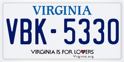 VA license plate VBK5330