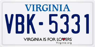 VA license plate VBK5331