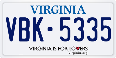 VA license plate VBK5335