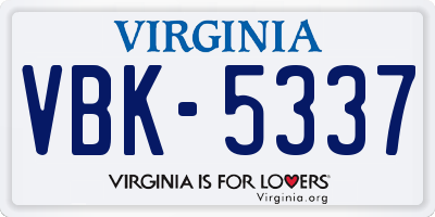 VA license plate VBK5337