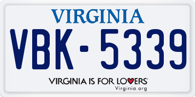 VA license plate VBK5339