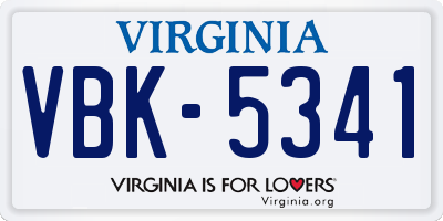VA license plate VBK5341
