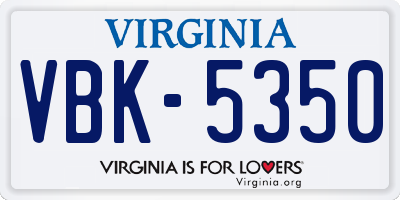 VA license plate VBK5350