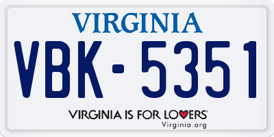 VA license plate VBK5351