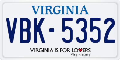VA license plate VBK5352