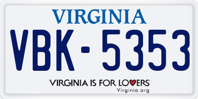 VA license plate VBK5353