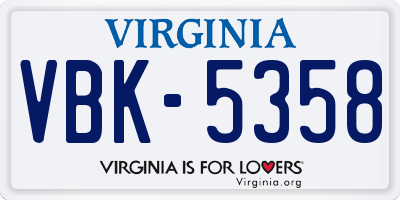 VA license plate VBK5358