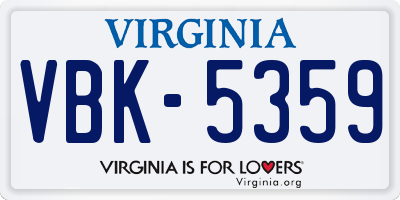 VA license plate VBK5359
