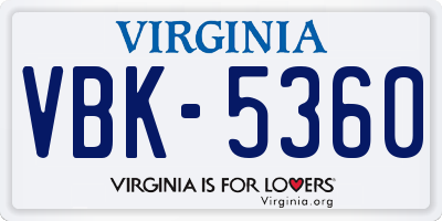 VA license plate VBK5360